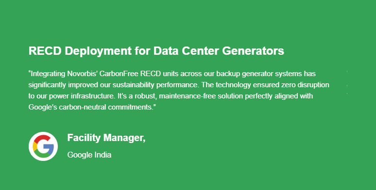 Data center generator RECD deployment testimonial highlighting zero disruption and sustainability performance