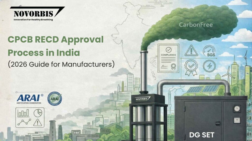 CPCB RECD approval process in India 2026 guide for manufacturers with ARAI certification and DG set compliance illustration